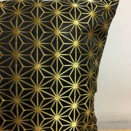 Black & Gold Decor Pillow Cover, Golden Brocade Case, Japanese Geometric Obi Brocade, Sofa Bedding, Kimono Throw Case - thumbnail 4