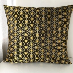 Black & Gold Decor Pillow Cover, Golden Brocade Case, Japanese Geometric Obi Brocade, Sofa Bedding, Kimono Throw Case - thumbnail 2