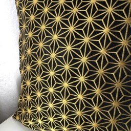 Black & Gold Decor Pillow Cover, Golden Brocade Case, Japanese Geometric Obi Brocade, Sofa Bedding, Kimono Throw Case - thumbnail 3