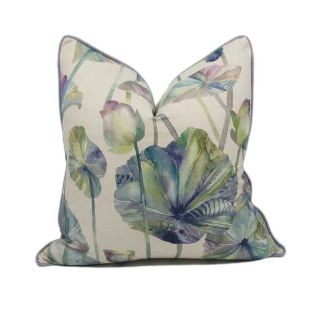 Voyage - Cheriton Skylark Stunning Watercolour Lotus Cushion Cover Handmade Throw Pillow Designer Home Decor - image 1