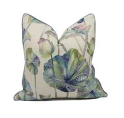 Voyage - Cheriton Skylark Stunning Watercolour Lotus Cushion Cover Handmade Throw Pillow Designer Home Decor - thumbnail 1