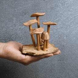 Handcrafted Wood Mushroom Sculpture Rustic Home Decor 4 - thumbnail 4