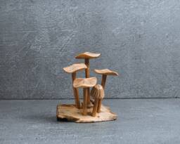 Handcrafted Wood Mushroom Sculpture Rustic Home Decor 4 - thumbnail 1