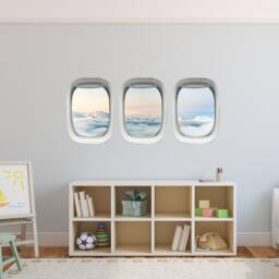 Vwaq Airplane Clouds Wall Decals For Kids Rooms - Aviation Stickers, Plane Window Clings - Ppw36 - thumbnail 1
