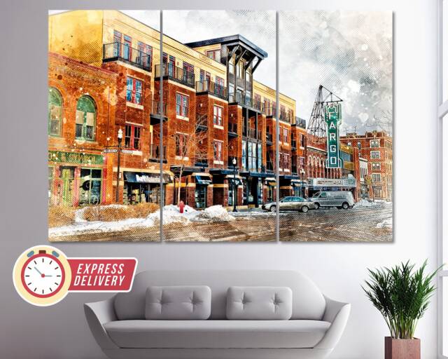 Fargo Downtown Canvas Print, Canvas, Wall Art, Painting, North Dakota, Poster, Skyline, Art - image 1
