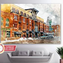Fargo Downtown Canvas Print, Canvas, Wall Art, Painting, North Dakota, Poster, Skyline, Art - thumbnail 3