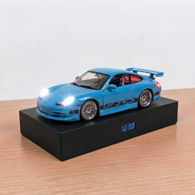 Porsche 911 Gt3 Rs Alarm Clock - Realistic Engine Sound, Working Headlights, Handmade, Car Enthusiast Gift - image 1