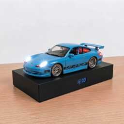 Porsche 911 Gt3 Rs Alarm Clock - Realistic Engine Sound, Working Headlights, Handmade, Car Enthusiast Gift