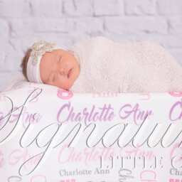 Personalized Baby Blanket, Monogrammed Name Swaddle Receiving Shower Gift, Birth Announcement Blanket - thumbnail 2