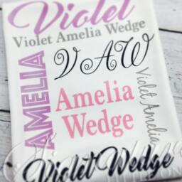 Personalized Baby Blanket, Monogrammed Name Swaddle Receiving Shower Gift, Birth Announcement Blanket - thumbnail 3