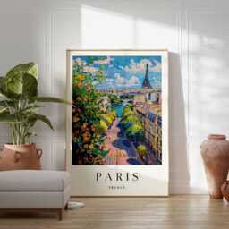 Eiffel Tower Art Print Parisian Cityscape Travel Poster - thumbnail 2