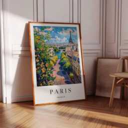 Eiffel Tower Art Print Parisian Cityscape Travel Poster - thumbnail 3