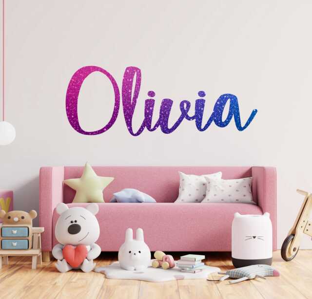 Girls Name Personalized Wall Sticker Decal Lettering Glitter Monogram Art Or47 - image 1