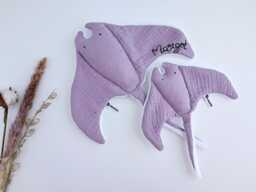 Manta Ray Baby Comforters in S & M Size, Lilac, Pink Double Gauze & White Minky Lovey Personalized Gift
