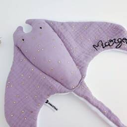 Manta Ray Baby Comforters in S & M Size, Lilac, Pink Double Gauze & White Minky Lovey Personalized Gift - thumbnail 2