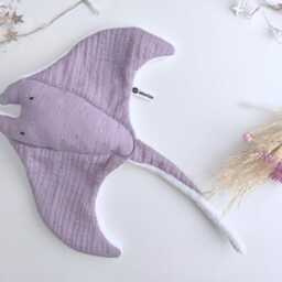 Manta Ray Baby Comforters in S & M Size, Lilac, Pink Double Gauze & White Minky Lovey Personalized Gift - thumbnail 3