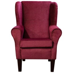 Handmade Cranberry Red Velvet Wingback Armchair British Accent Chair - thumbnail 2