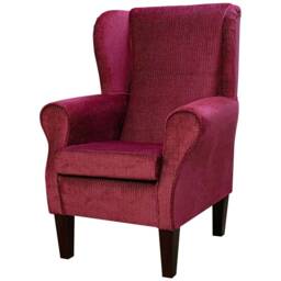 Handmade Cranberry Red Velvet Wingback Armchair British Accent Chair - thumbnail 3