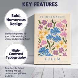 Tulum Flower Market Colourful Wildflower Botanical Poster Canvas Wall Art Print Decor Picture Ready To Hang - thumbnail 2