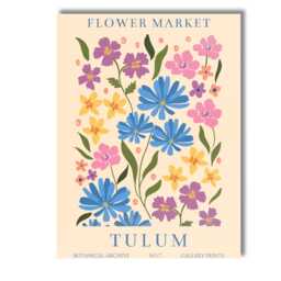 Tulum Flower Market Colourful Wildflower Botanical Poster Canvas Wall Art Print Decor Picture Ready To Hang - thumbnail 1