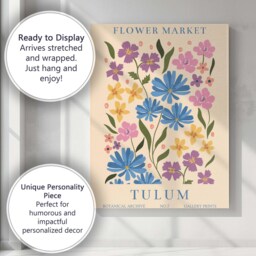 Tulum Flower Market Colourful Wildflower Botanical Poster Canvas Wall Art Print Decor Picture Ready To Hang - thumbnail 3