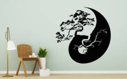 Tree Bonsai Wall Decal Yin Yang Vinyl Sticker Chinese Home Decor Bedroom Art Na312 - thumbnail 1