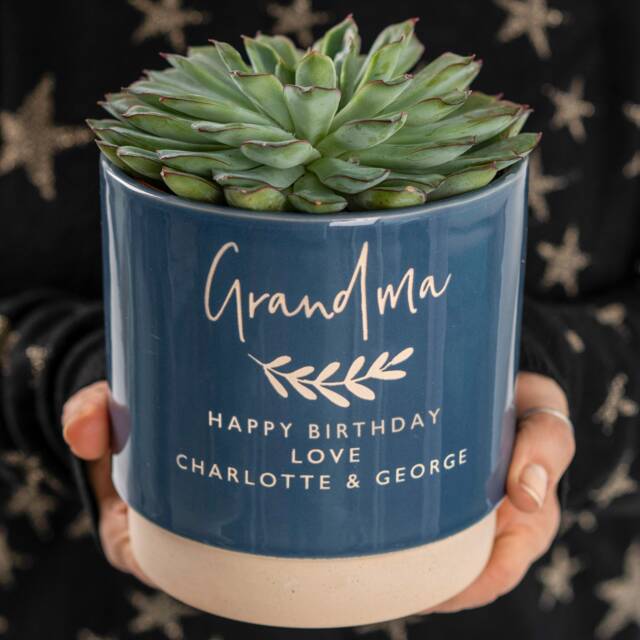 Personalised Grandparents Indoor Plant Pot - For The Green Fingered Grandparent, A Great Gift From Grandchildren, Engraved To Order - image 1
