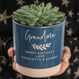 Personalised Grandparents Indoor Plant Pot - For The Green Fingered Grandparent, A Great Gift From Grandchildren, Engraved To Order - thumbnail 1