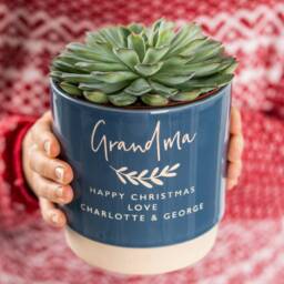 Personalised Grandparents Indoor Plant Pot - For The Green Fingered Grandparent, A Great Gift From Grandchildren, Engraved To Order - thumbnail 3