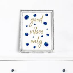 Good Vibes Only Print Gold Glitter Motivational Wall Art - thumbnail 2