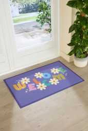 Elizabeth Olwen Welcome Indoor Outdoor Doormat - Floral Entrance Rug Botanical Home Decor Housewarming Gift 90x60cm