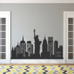 Nyc Skyline Vinyl Wall Decal Statue Of Liberty Silhouette ??126 - thumbnail 3