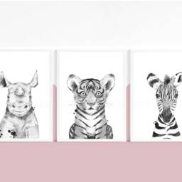Safari Animals, Nursery Prints, Decor, Nursery, Decor, Girls Boys Kids, Girls - thumbnail 2