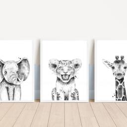 Safari Animals, Nursery Prints, Decor, Nursery, Decor, Girls Boys Kids, Girls - thumbnail 3