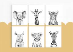 Safari Animals, Nursery Prints, Decor, Nursery, Decor, Girls Boys Kids, Girls - thumbnail 1
