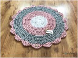 Handmade Crochet Round Rug Scandinavian Style Cotton Floor Rug - thumbnail 1