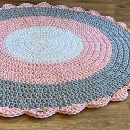 Handmade Crochet Round Rug Scandinavian Style Cotton Floor Rug - thumbnail 2