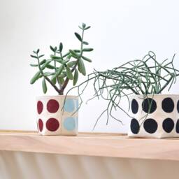 Burgundy & Light Blue Multi Dot Fabric Planter, Medium 4 - thumbnail 3