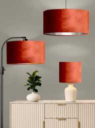 New Luxury Premium Quality Glamour Spice Rust Velvet Fabric With Brushed Metallics Lining Lamp Shade Pendant Light in Multi Sizes