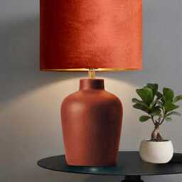 New Luxury Premium Quality Glamour Spice Rust Velvet Fabric With Brushed Metallics Lining Lamp Shade Pendant Light in Multi Sizes - thumbnail 2