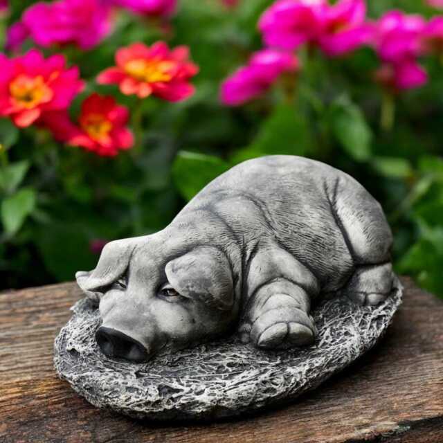 Concrete Pig Statue Farm Animal Figurine Stone Piglet Sculpture Rustic Yard Ornament Cement Decoration Outdoor Garden Art Pig Lover Gift - image 1