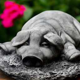 Concrete Pig Statue Farm Animal Figurine Stone Piglet Sculpture Rustic Yard Ornament Cement Decoration Outdoor Garden Art Pig Lover Gift - thumbnail 4