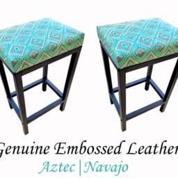 Turquoise Leather Navajo - Aztec Bar Stool/Counter - Worldwide Shipping Fp - thumbnail 3