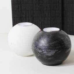 Tealight Holder Ball Made Of Concrete, Decoration, Living Room Shelf Dream, Candle Black White Gray Approx. 8.5 cm Diameter - thumbnail 4