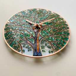 Painted Glass Summer Tree Wall Clock Modern Art in Big Sizes - thumbnail 2