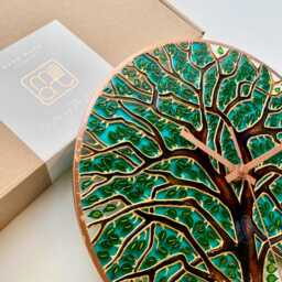 Painted Glass Summer Tree Wall Clock Modern Art in Big Sizes - thumbnail 3