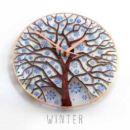 Painted Glass Summer Tree Wall Clock Modern Art in Big Sizes - thumbnail 4
