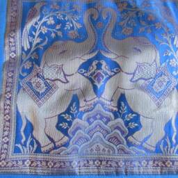 Indian Cushion Cover 2 Elephants Design Turquoise Colour 16 - thumbnail 3