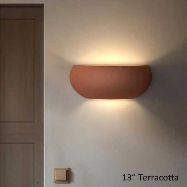 Sculptural Ceramic Wall Light, Hardwired/Plug-In, Soft Up Down Architectural Glow - Naaya Bean - image 1