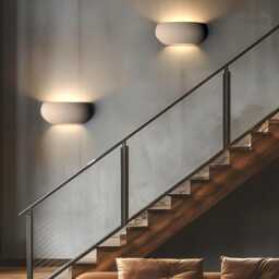Sculptural Ceramic Wall Light, Hardwired/Plug-In, Soft Up Down Architectural Glow - Naaya Bean - thumbnail 2